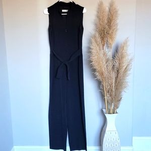 GARFIELD AND MARKS black women's jumpsuit sleeveless tie waisted zip up detail